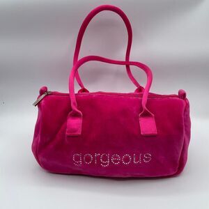 Bath & Body Works Pink Rhinestone "Gorgeous" Velvet Shoulder Bag Bling Y2K Purse